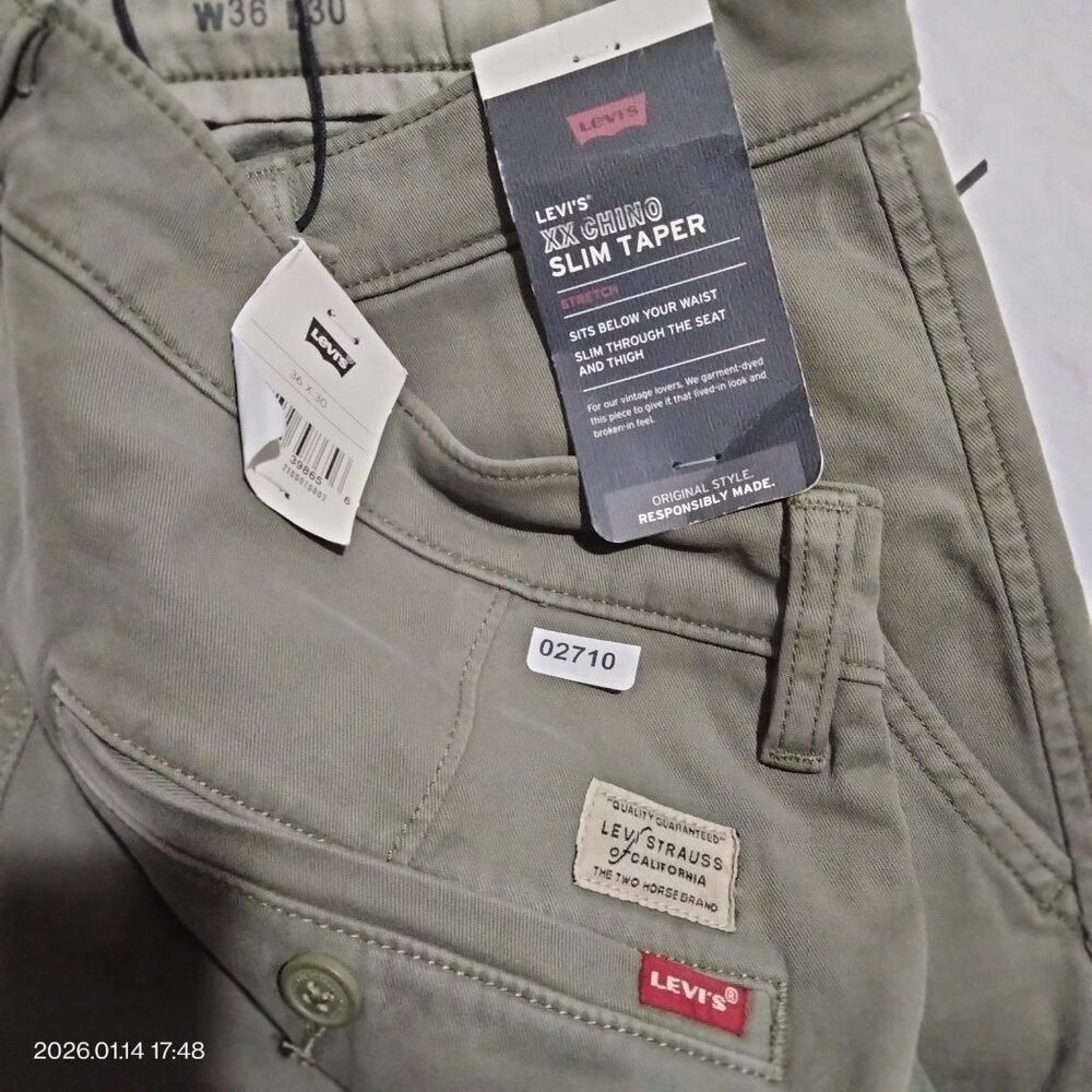 Levi's Men’s XX Chino Slim Taper Stretch 36x30 Green Pants NWT - Picture 6 of 6